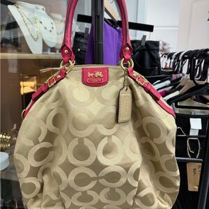 Coach Tan and Pink Shoulder Bag